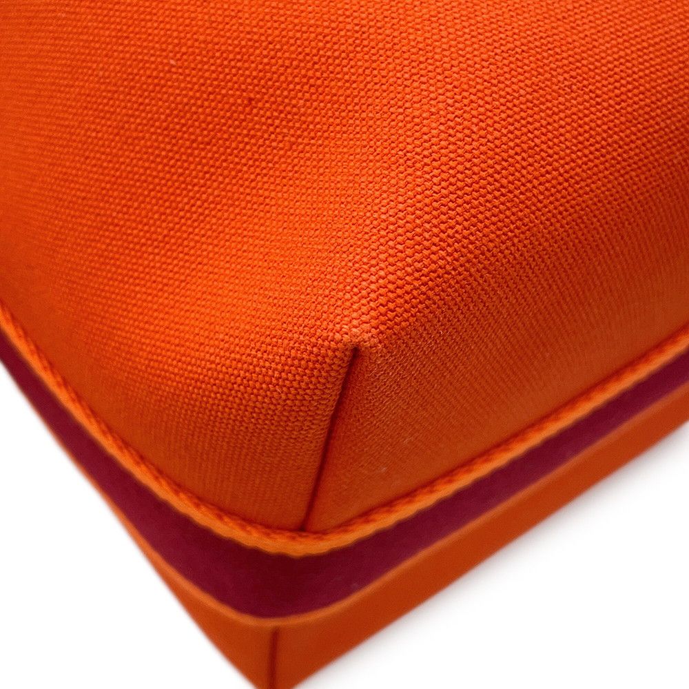Hermes Pouch Bride-a-Brac GM Orange Fu Silver Canvas — view 6