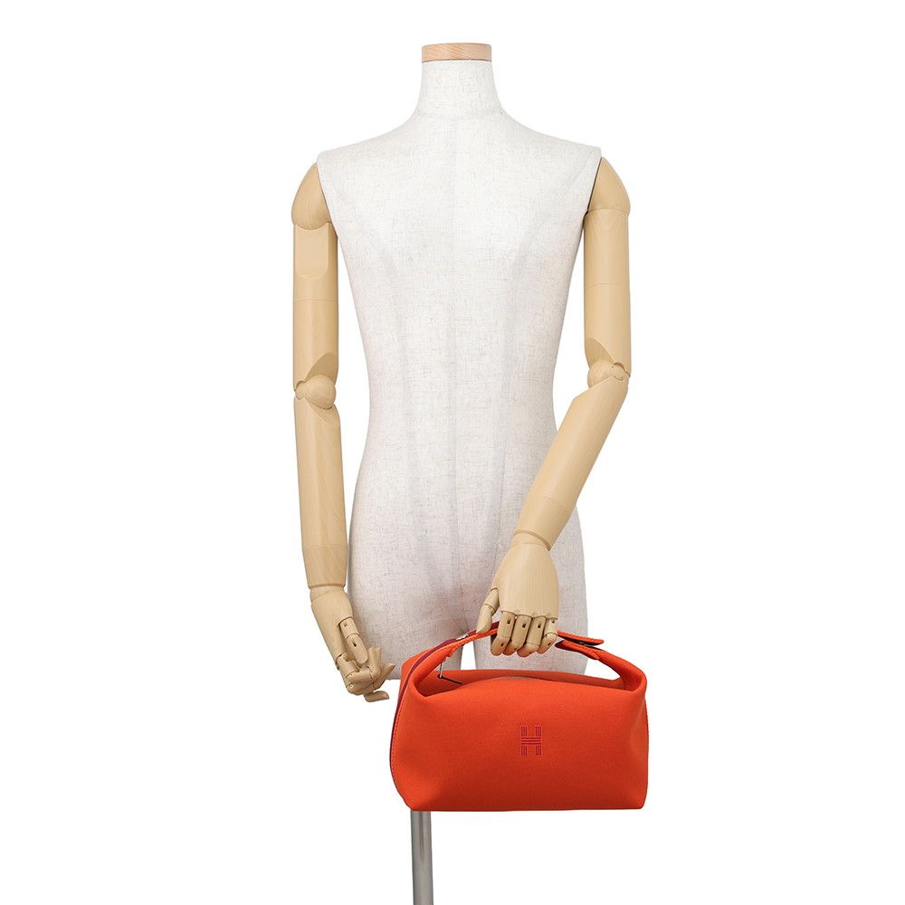 Hermes Pouch Bride-a-Brac GM Orange Fu Silver Canvas — view 4