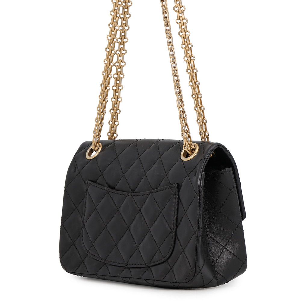 Chanel Chain Shoulder Bag Quilted 2.55 Mini Aged Calf Leather Black — view 2