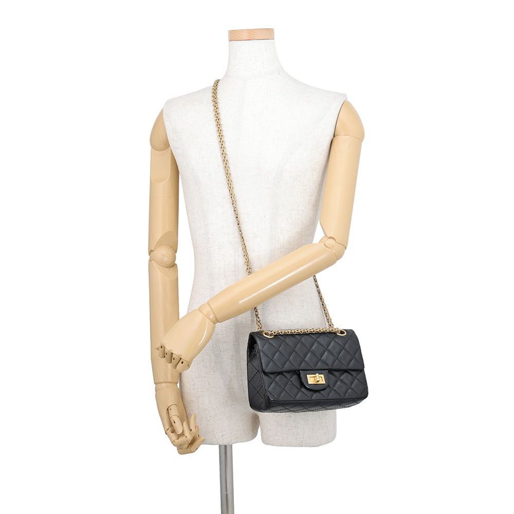 Chanel Chain Shoulder Bag Quilted 2.55 Mini Aged Calf Leather Black — view 5