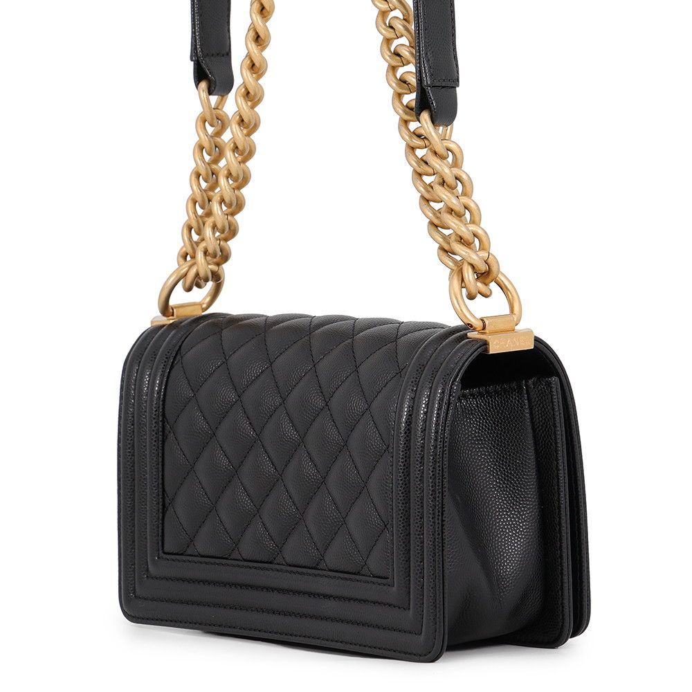 Chanel Chain Shoulder Bag Boy Small Quilted CC Logo Boy Black — view 2
