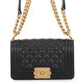 Chanel Chain Shoulder Bag Boy Small Quilted CC Logo Boy Black
