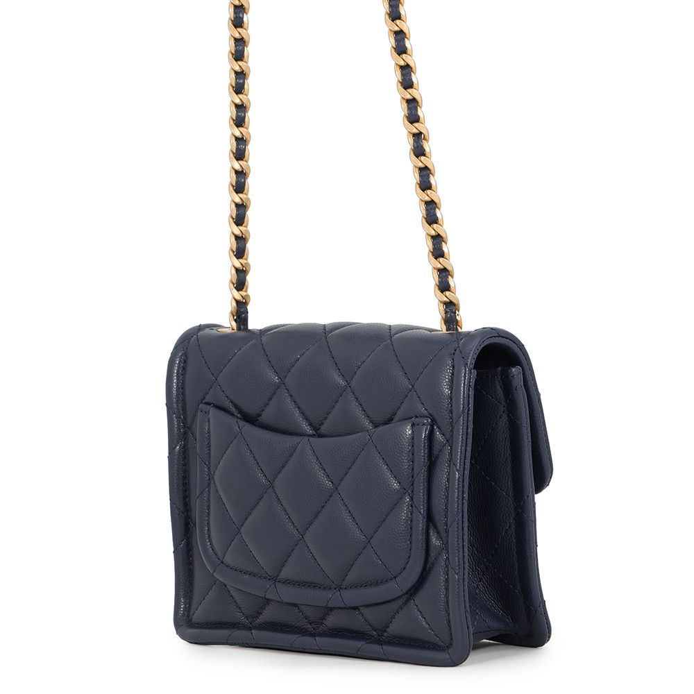 Chanel Chain Shoulder Bag Mini Quilted CC Logo Caviar Leather — view 2