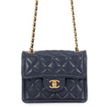 Chanel Chain Shoulder Bag Mini Quilted CC Logo Caviar Leather