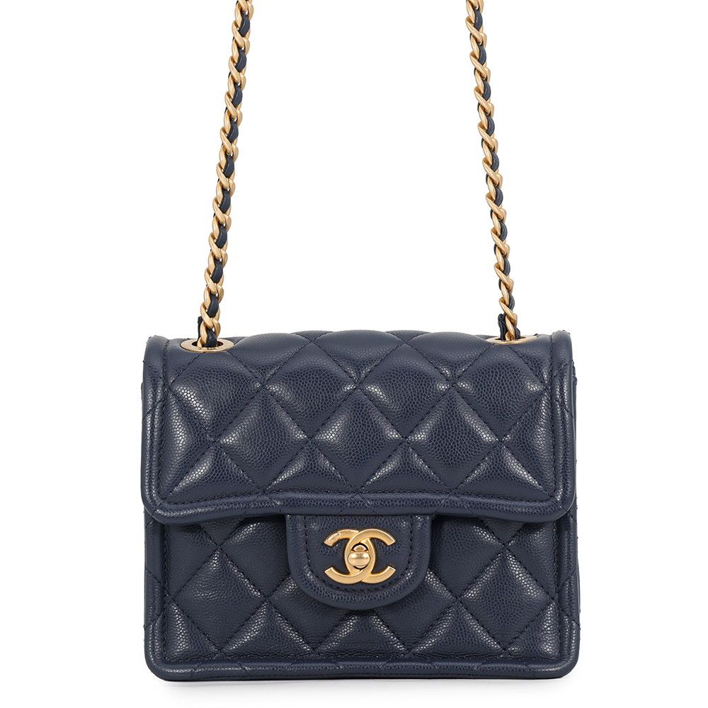 Chanel Chain Shoulder Bag Mini Quilted CC Logo Caviar Leather