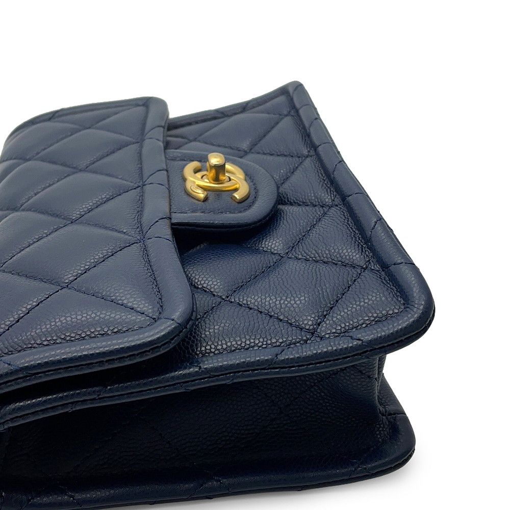 Chanel Chain Shoulder Bag Mini Quilted CC Logo Caviar Leather — view 6