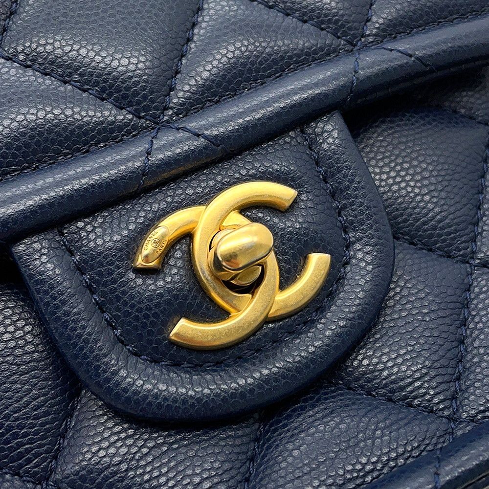 Chanel Chain Shoulder Bag Mini Quilted CC Logo Caviar Leather — view 8