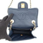 Chanel Chain Shoulder Bag Mini Quilted CC Logo Caviar Leather — view 5