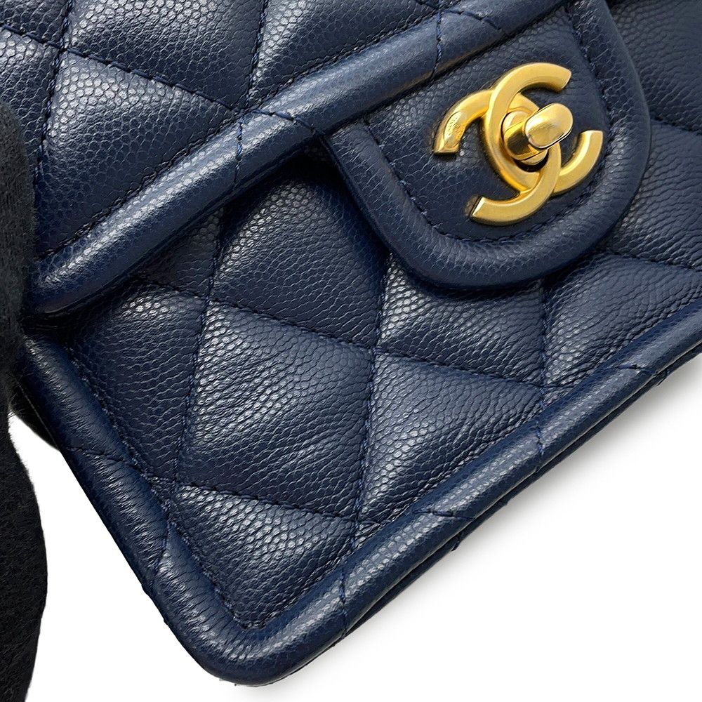 Chanel Chain Shoulder Bag Mini Quilted CC Logo Caviar Leather — view 7