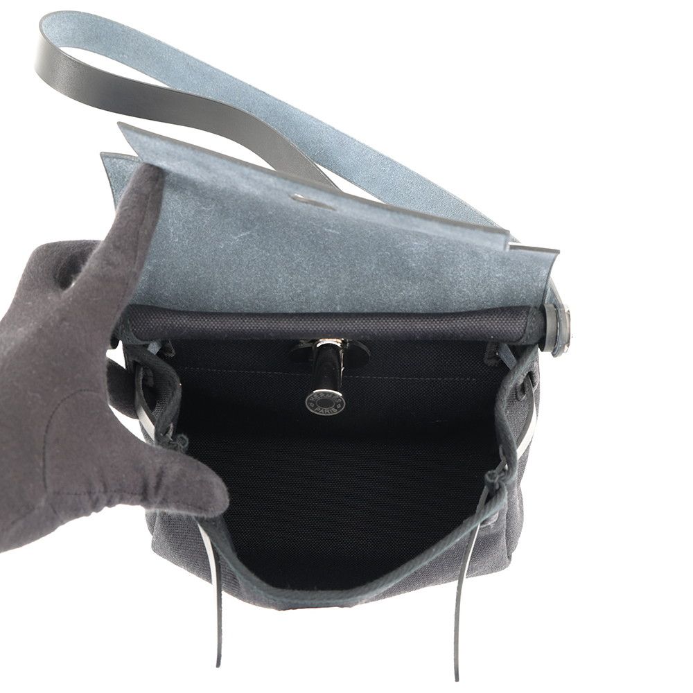 Hermes Shoulder Bag Herbag Zip Mini Black Silver Toilet Ash Vache Hunter — view 5