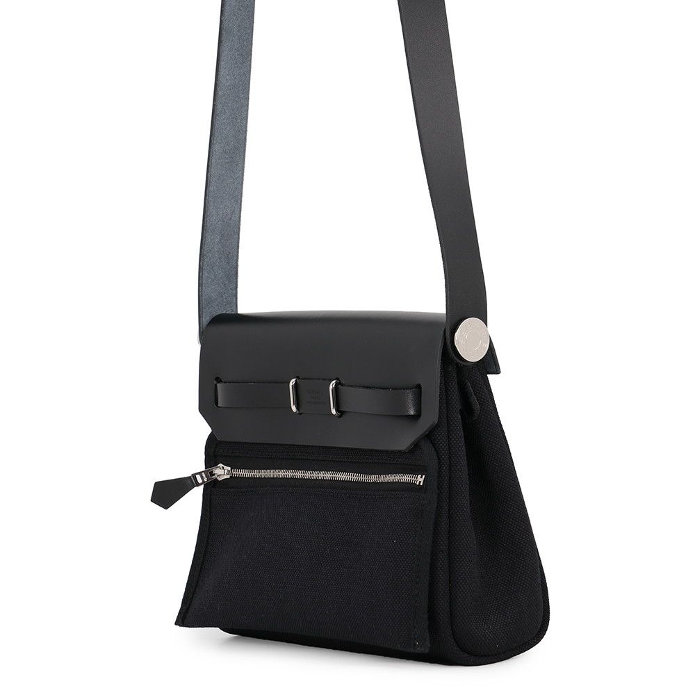 Hermes Shoulder Bag Herbag Zip Mini Black Silver Toilet Ash Vache Hunter — view 2
