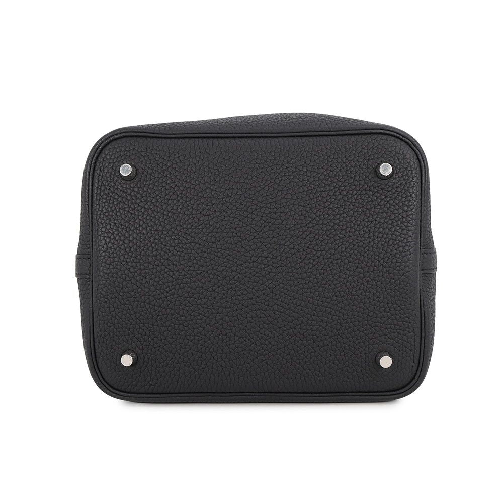 Hermes Picotin Lock MM Black Silver Taurillon Clemence Handbag — view 3