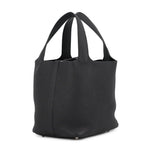 Hermes Picotin Lock MM Black Silver Taurillon Clemence Handbag — view 2