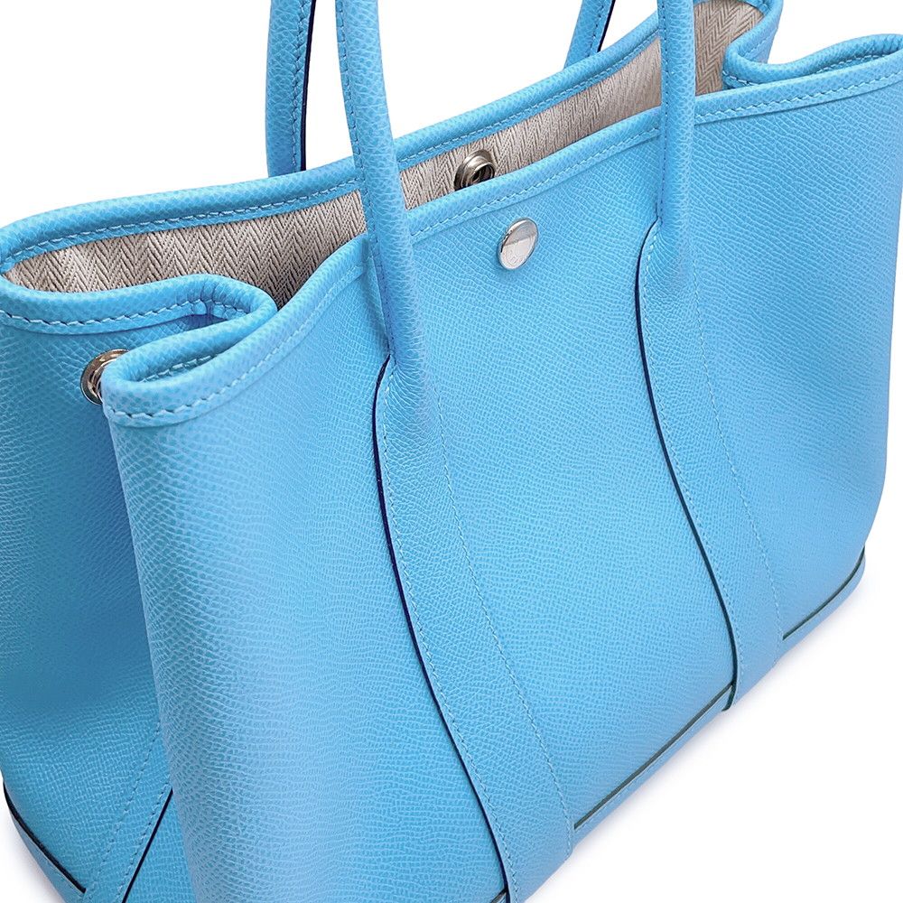 Hermes Tote Bag Garden Party TPM Celeste Silver Epsom — view 7