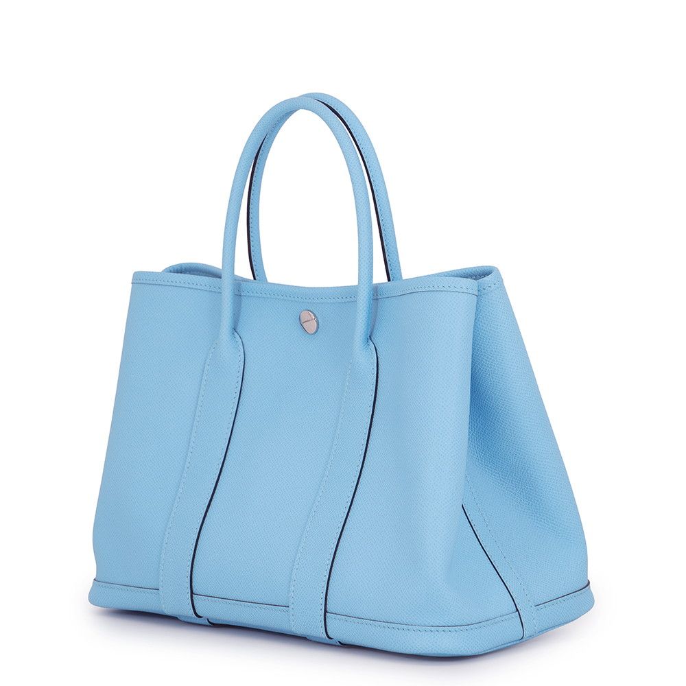 Hermes Tote Bag Garden Party TPM Celeste Silver Epsom — view 2