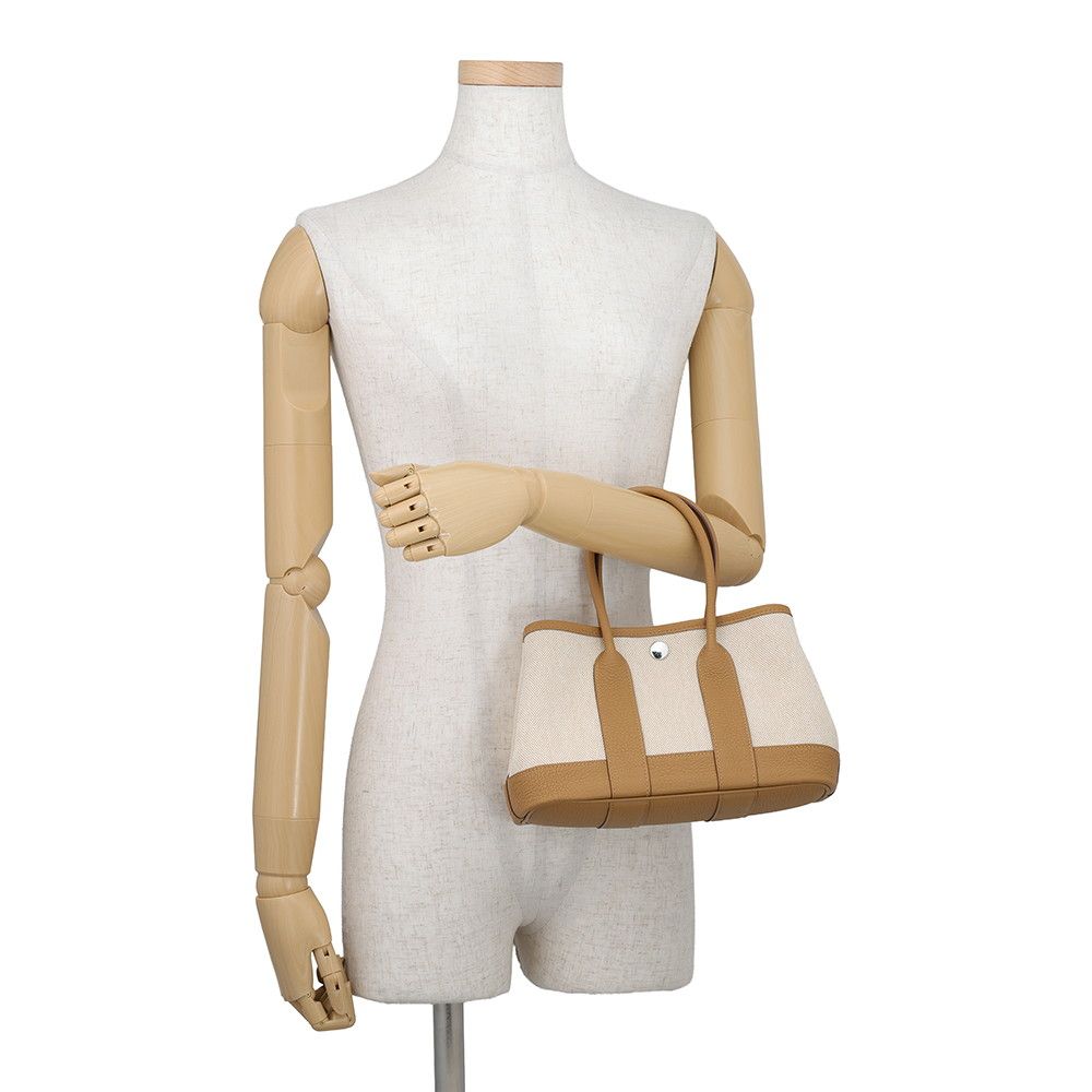 Hermes Tote Bag Neo Garden 23 Party Biscuit Ecru Silver Negonda Toile — view 4