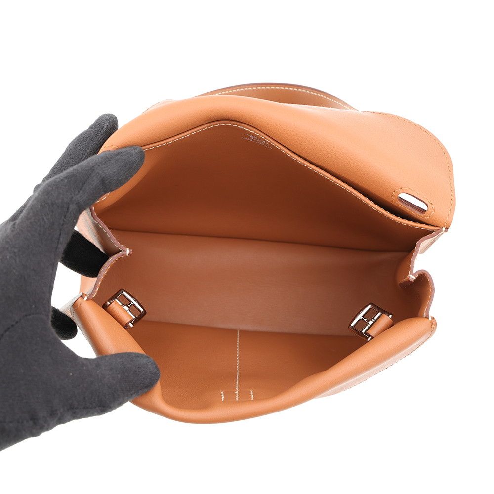 Hermes Halzan Mini Gold Silver Swift 2-Way Shoulder Bag — view 6