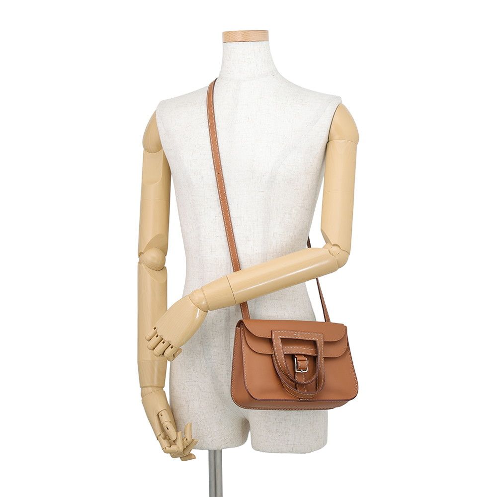 Hermes Halzan Mini Gold Silver Swift 2-Way Shoulder Bag — view 5