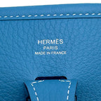 Hermes Shoulder Bag Evelyne 3 23 New Blue Jean Silver Taurillon Clemence — view 5