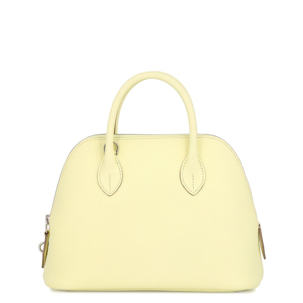 Hermes Bolide 25 Verso Jaune Milton Cles Silver Epsom 2-Way Handbag