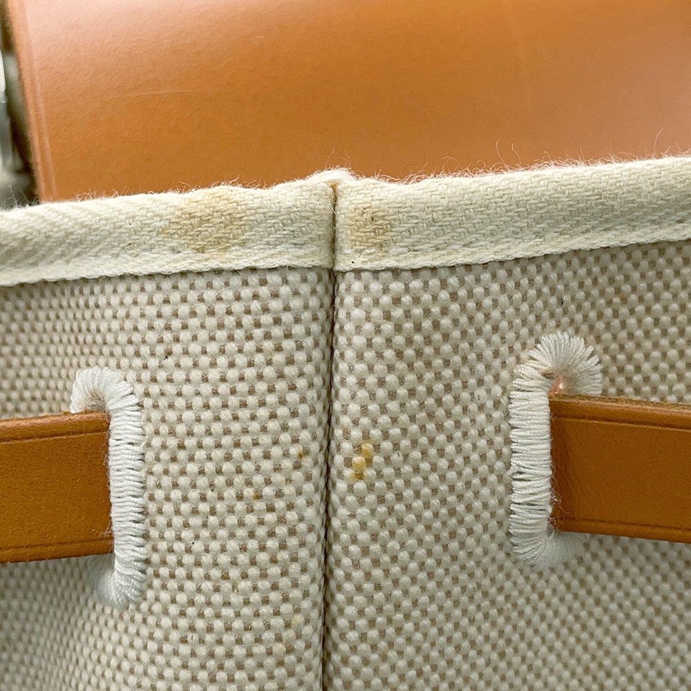 Hermes Shoulder Bag Herbag MM Ecru Natural Silver Toile Ash Vache Hunter — view 6
