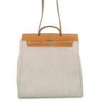 Hermes Shoulder Bag Herbag MM Ecru Natural Silver Toile Ash Vache Hunter