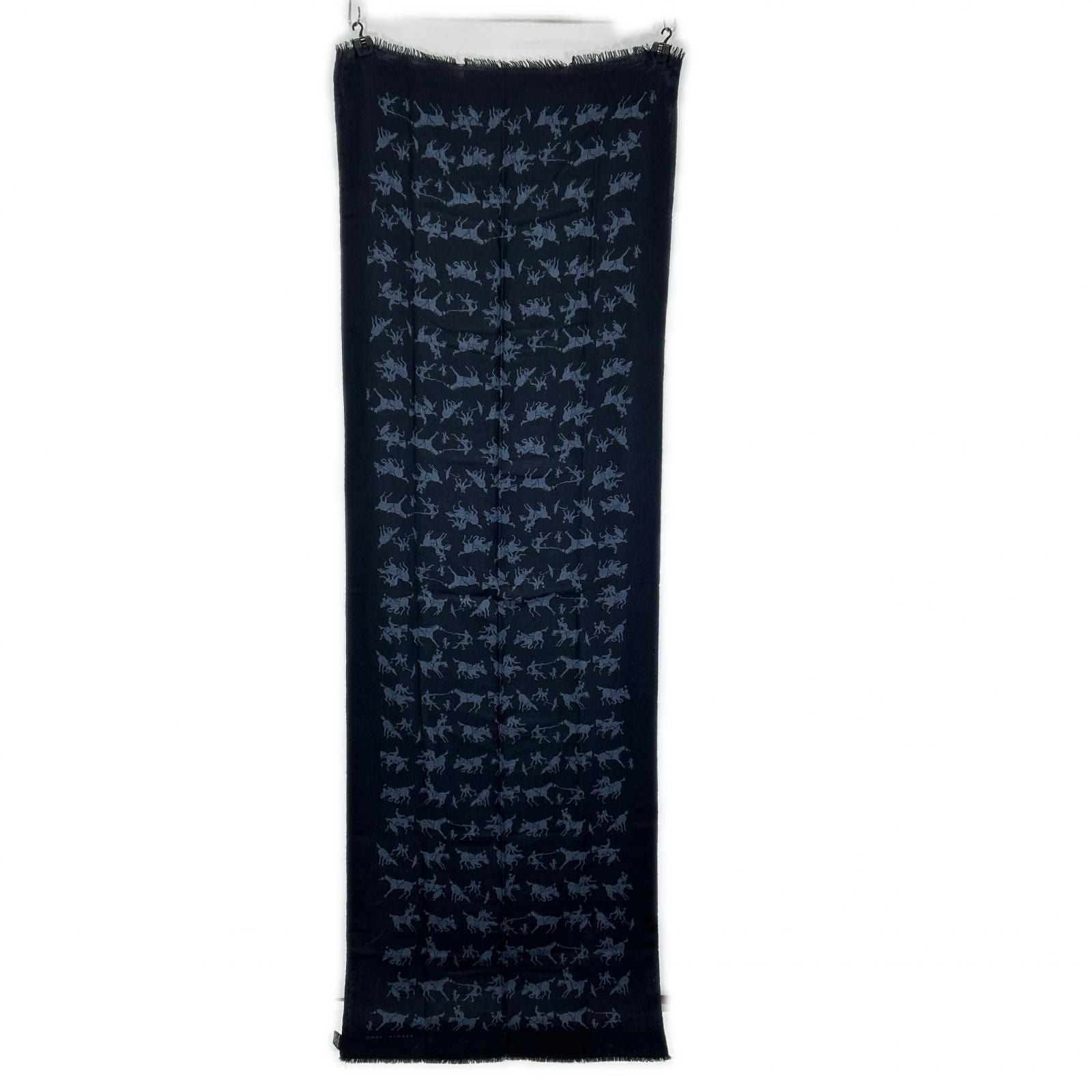 Hermes Navy Cashmere Silk Hose Scarf