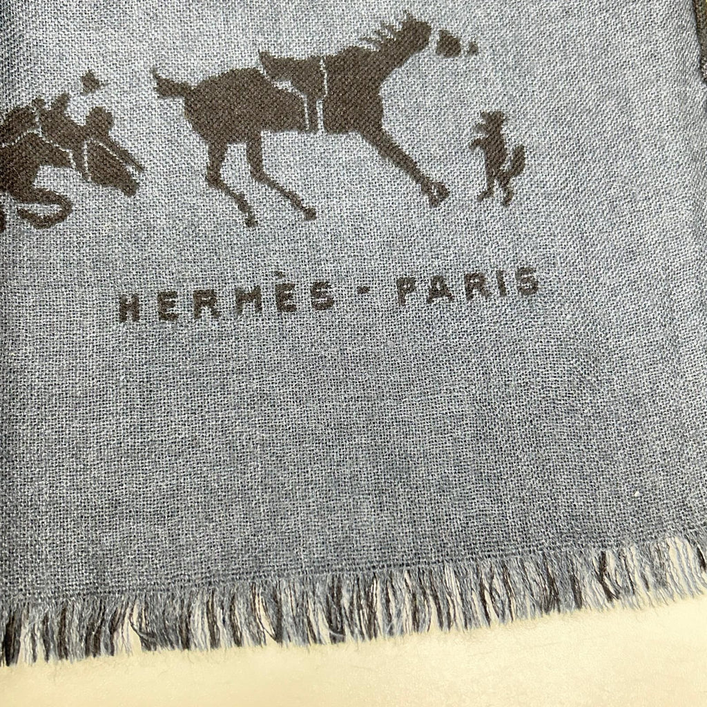 Hermes Navy Cashmere Silk Hose Scarf — view 5