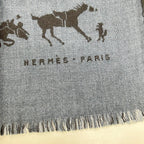 Hermes Navy Cashmere Silk Hose Scarf — view 5