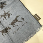 Hermes Navy Cashmere Silk Hose Scarf — view 6