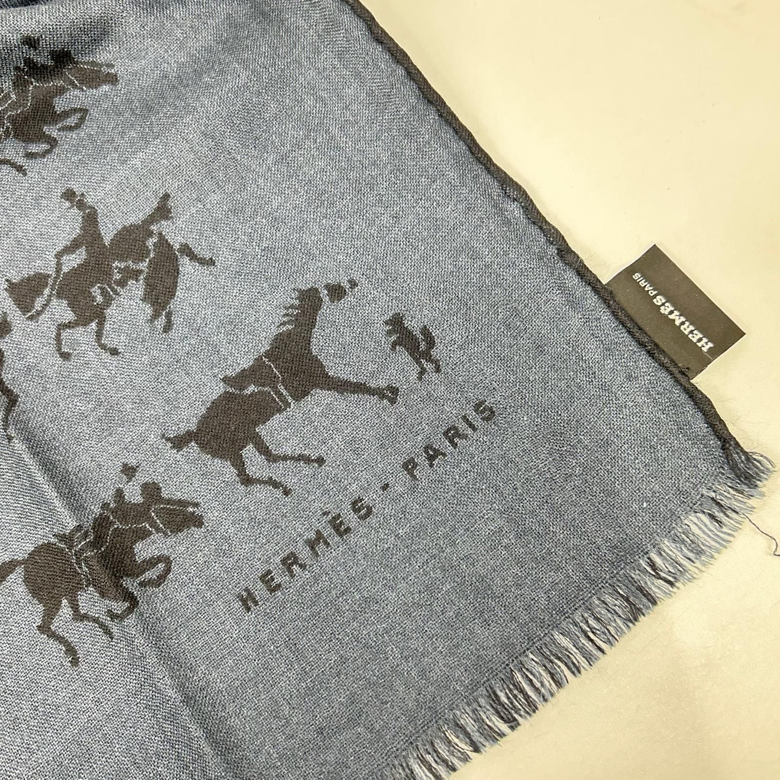 Hermes Navy Cashmere Silk Hose Scarf — view 6