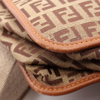 Fendi Shoulder Bag Zucchino Beige Brown Canvas Leather — view 7