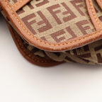 Fendi Shoulder Bag Zucchino Beige Brown Canvas Leather — view 6