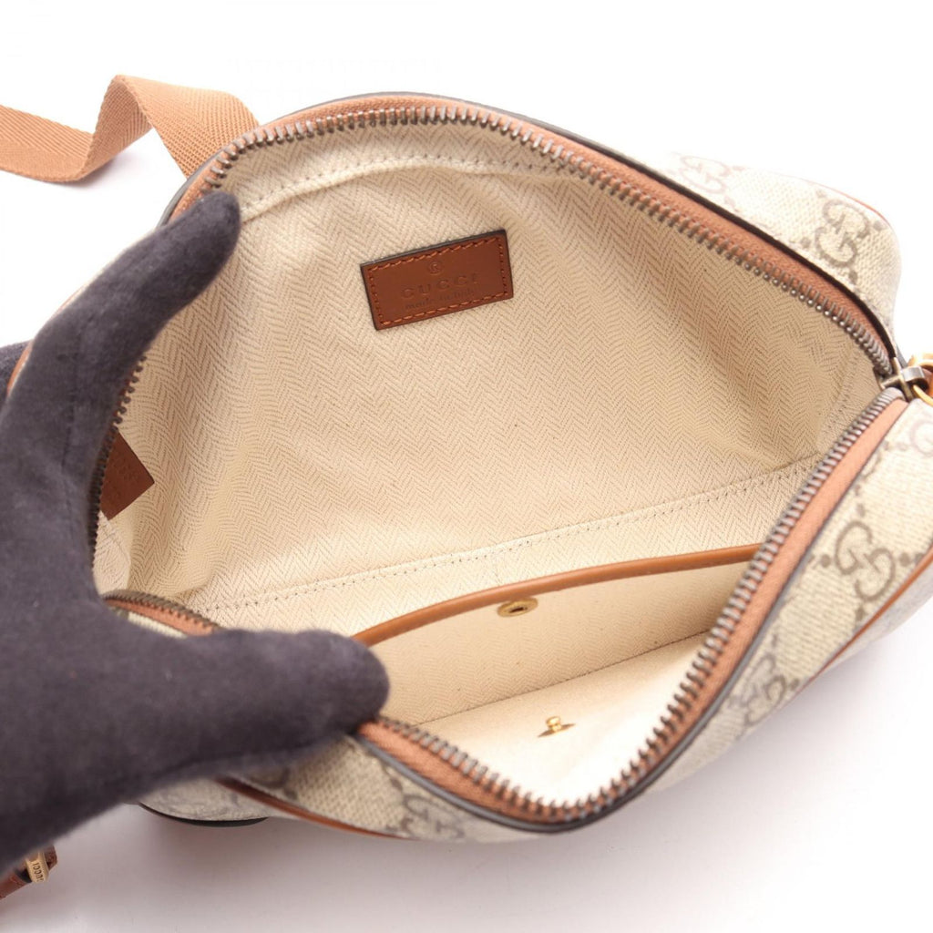 Gucci Shoulder Bag GG Emblem Beige Brown Canvas Leather — view 3