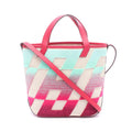 Hermes Tote Bag Ambie PM Ecru Beige Bleu Pere Canvas Leather PM Framboise