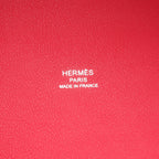 Hermes Tote Bag Ambie PM Ecru Beige Bleu Pere Canvas Leather PM Framboise — view 4