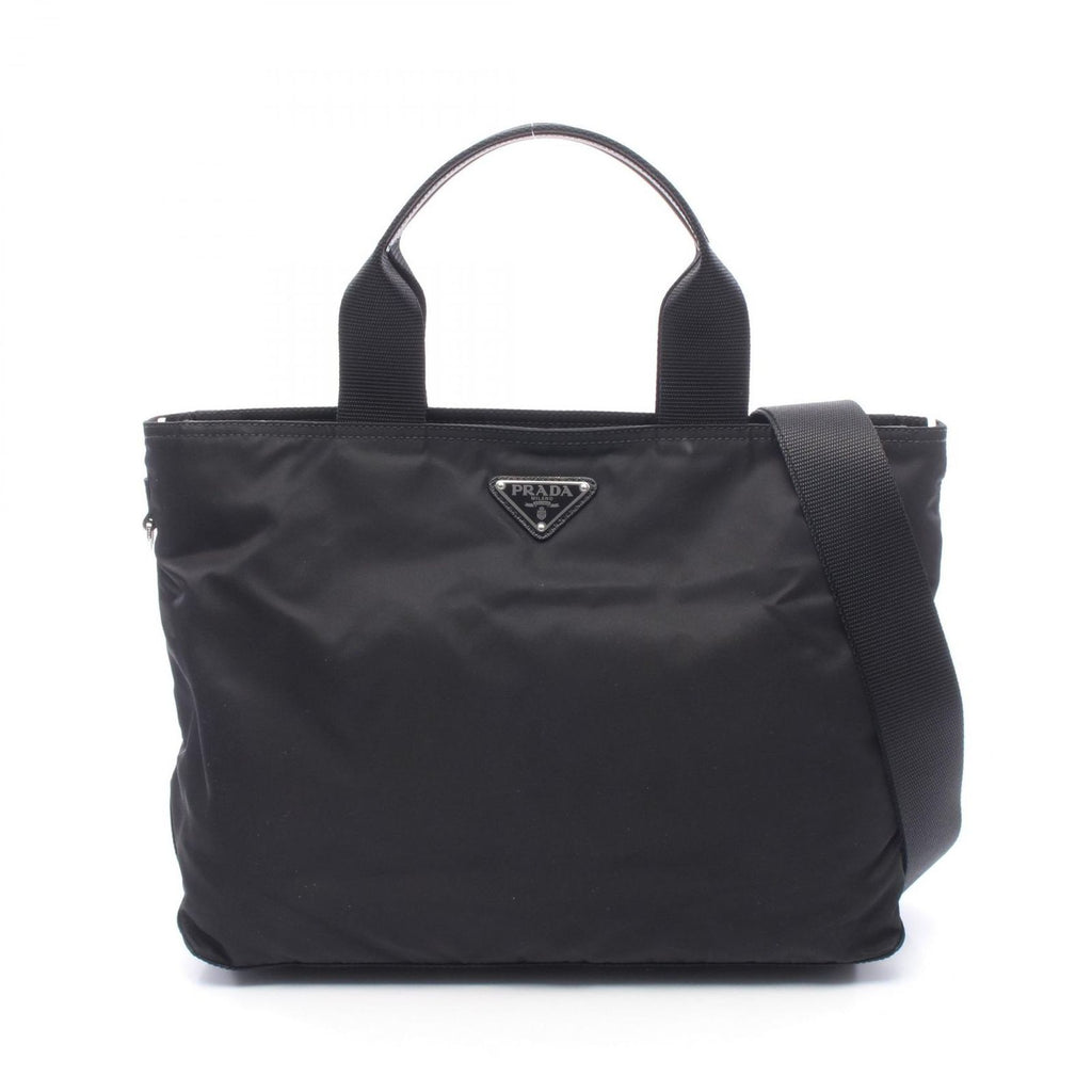 Prada Vela 2-Way Black Nylon Triangle Logo Tote Bag