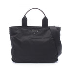 Prada Vela 2-Way Black Nylon Triangle Logo Tote Bag