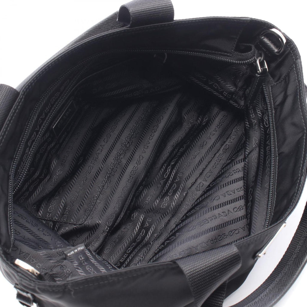 Prada Vela 2-Way Black Nylon Triangle Logo Tote Bag — view 3