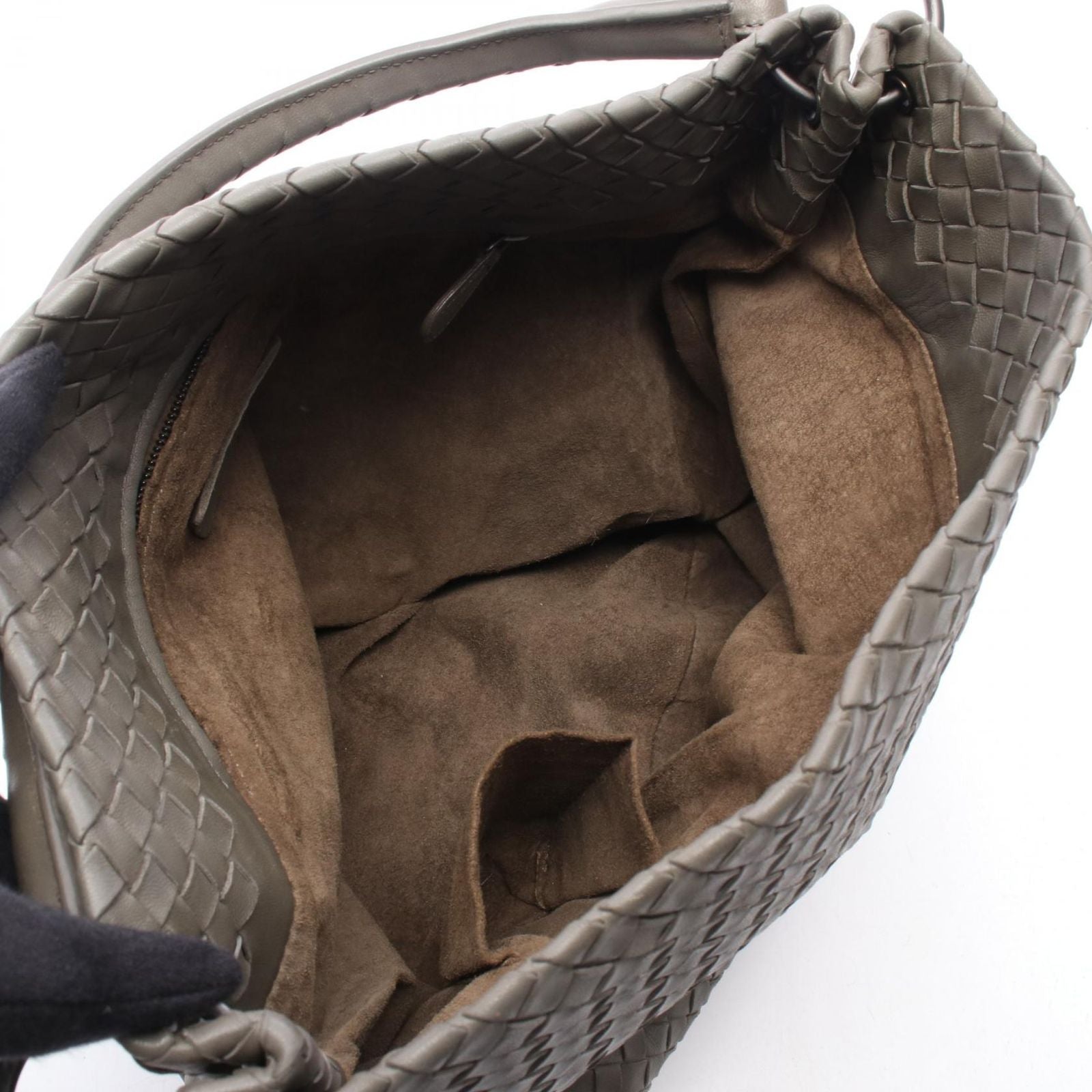 Bottega Veneta Shoulder Bag Intrecciato Gray Leather — view 3