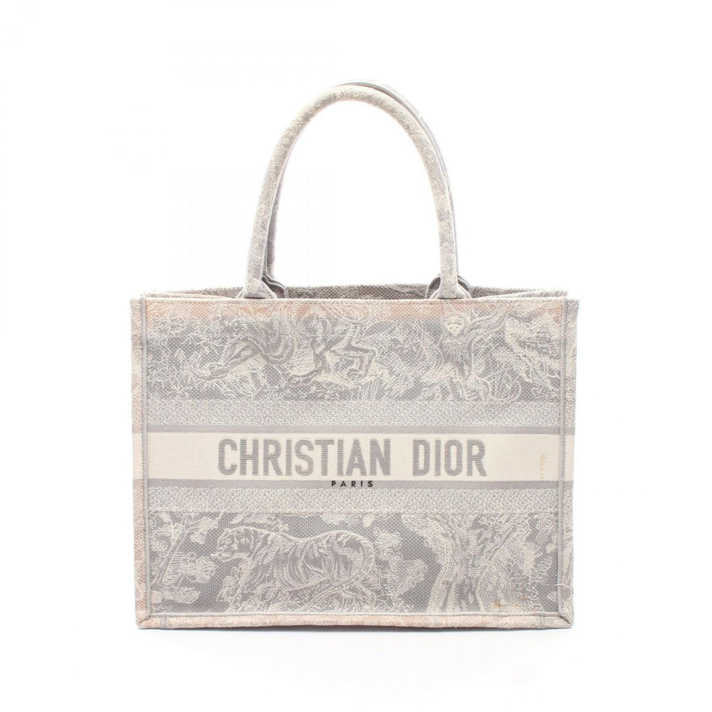 Dior Tote Bag Book Gray White Canvas