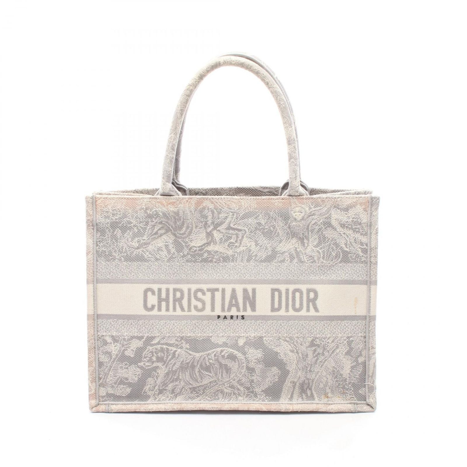 Dior Tote Bag Book Gray White Canvas