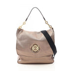 Loewe Shoulder Bag Anagram Metallic Maia 2-Way Champagne Gold Leather