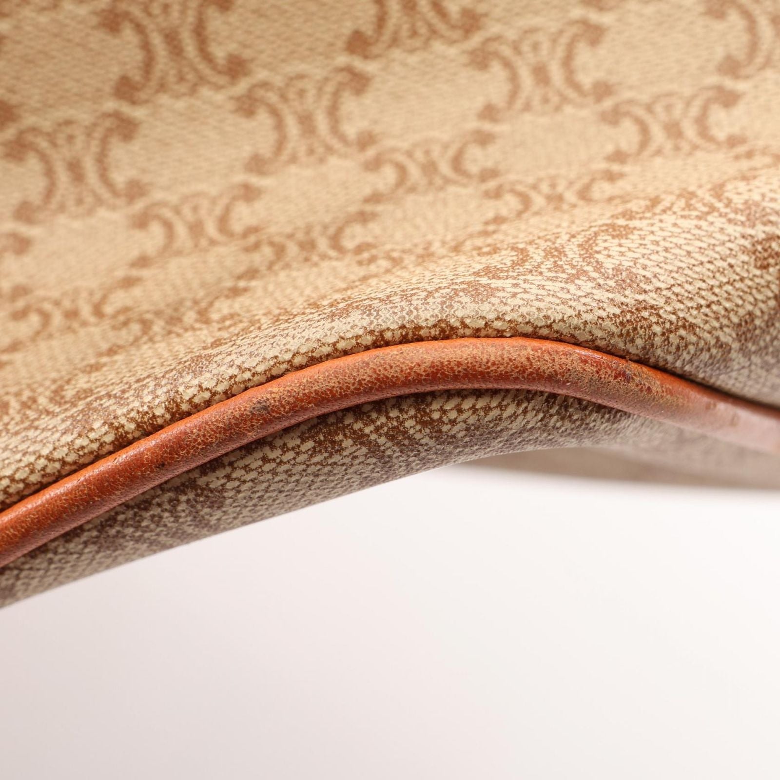 Celine Shoulder Bag Macadam Drawstring Beige Canvas Leather — view 6