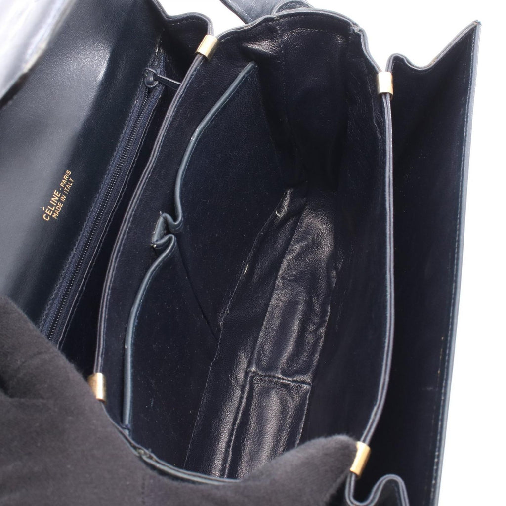 Celine Shoulder Bag C Macadam Carriage Gray Navy Canvas Leather — view 3