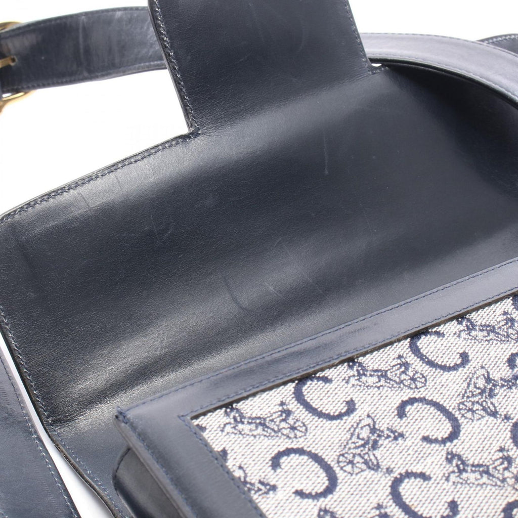 Celine Shoulder Bag C Macadam Carriage Gray Navy Canvas Leather — view 5