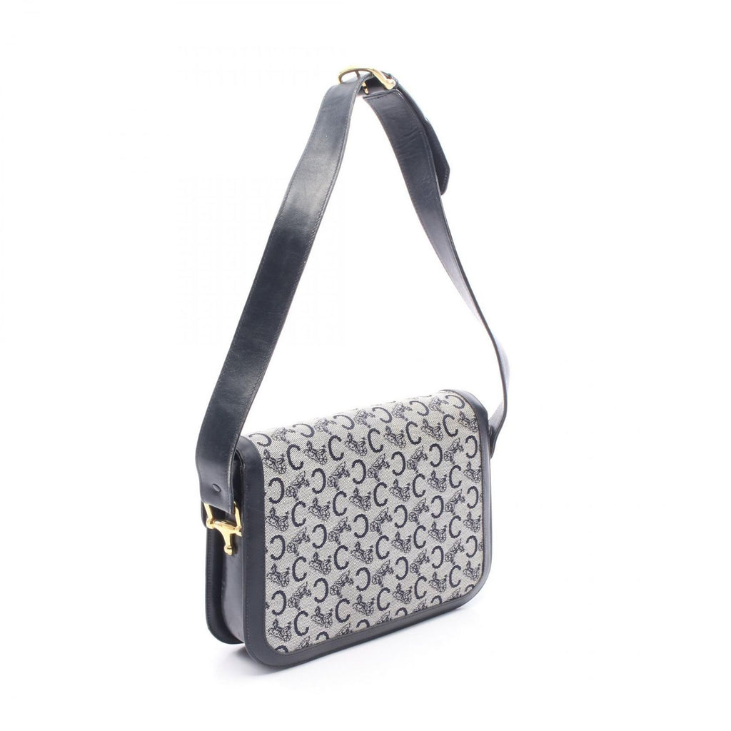 Celine Shoulder Bag C Macadam Carriage Gray Navy Canvas Leather — view 2