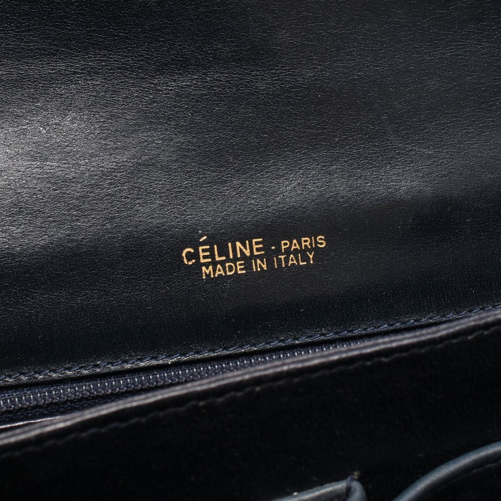 Celine Shoulder Bag C Macadam Carriage Gray Navy Canvas Leather — view 4