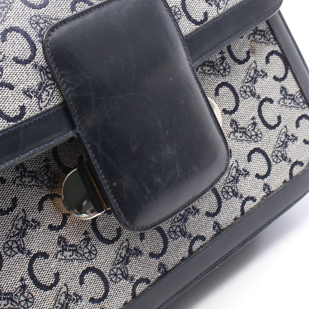 Celine Shoulder Bag C Macadam Carriage Gray Navy Canvas Leather — view 7
