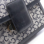 Celine Shoulder Bag C Macadam Carriage Gray Navy Canvas Leather — view 7